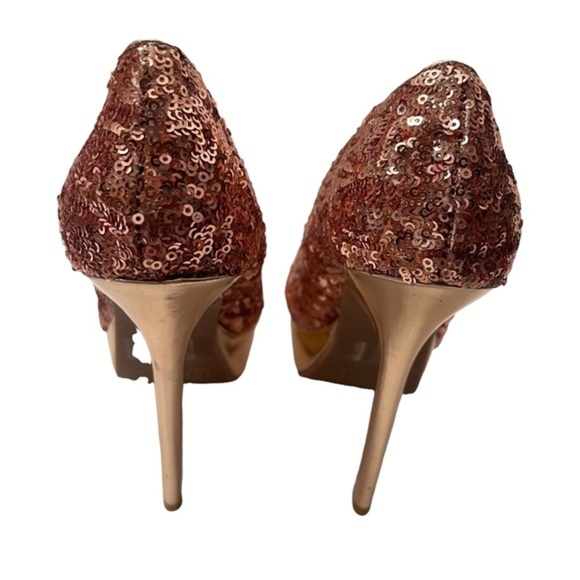 Dots Pink Sequined and Gold Platform Stiletto Heel Shoes Size 6 - Picture 3 of 8